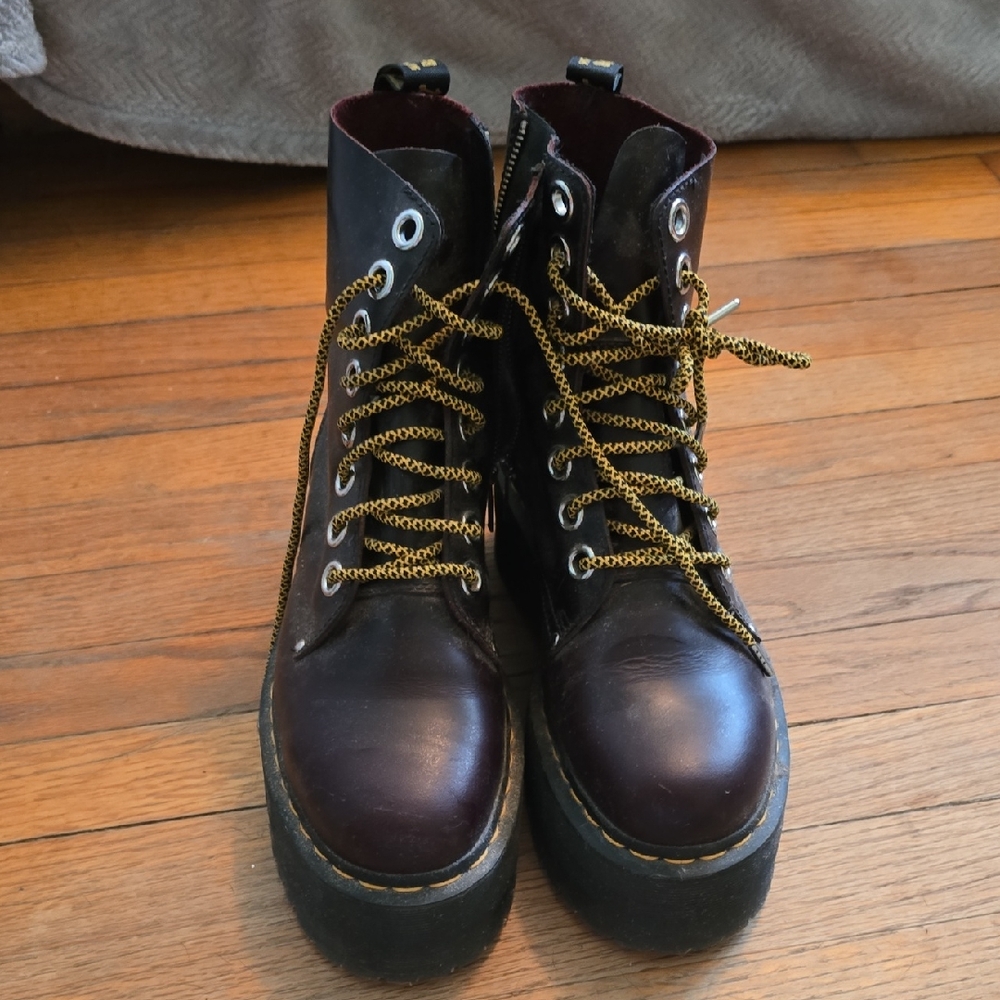 Men's Leather Lace-Up Platform Boots in Ox BLOOD. SZ 10